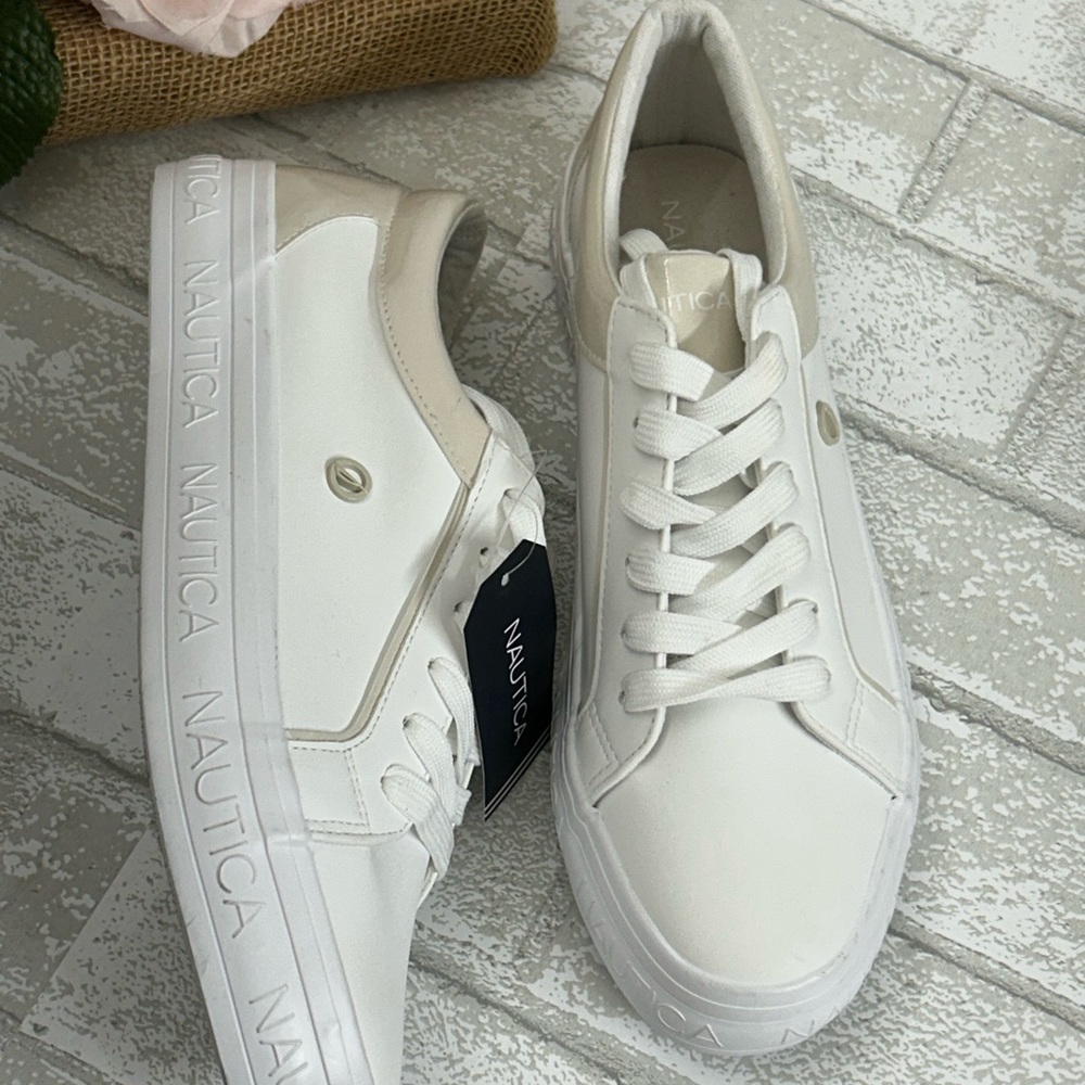 Nautica Women's Classic White Sneakers - Picture 2 of 8